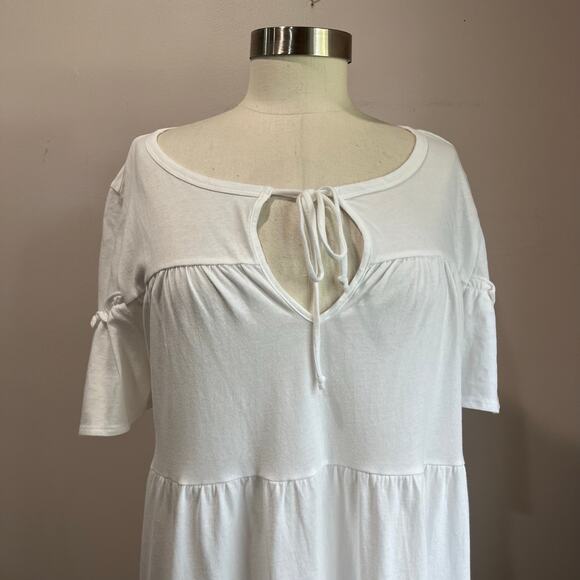 J.Crew White Cotton Tiered Dress Large NWT Resort Beach Clean Girl Minimal Sz L - Picture 9 of 9